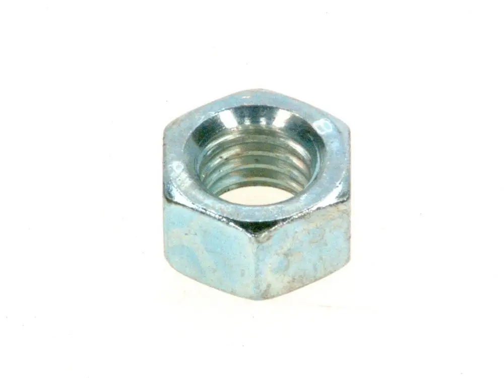Sechskantmutter aus Metall mit Innengewinde, hergestellt von Bosch, Anwendungsbereich zur Verbindung von Bauteilen in mechanischen Konstruktionen.